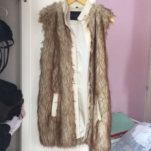 Rachel Zoe faux fur leather trimmed vest